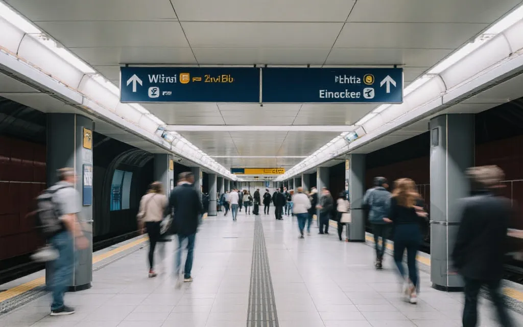 墨西哥城地铁站内人流与指示牌的旅行纪实风格图片